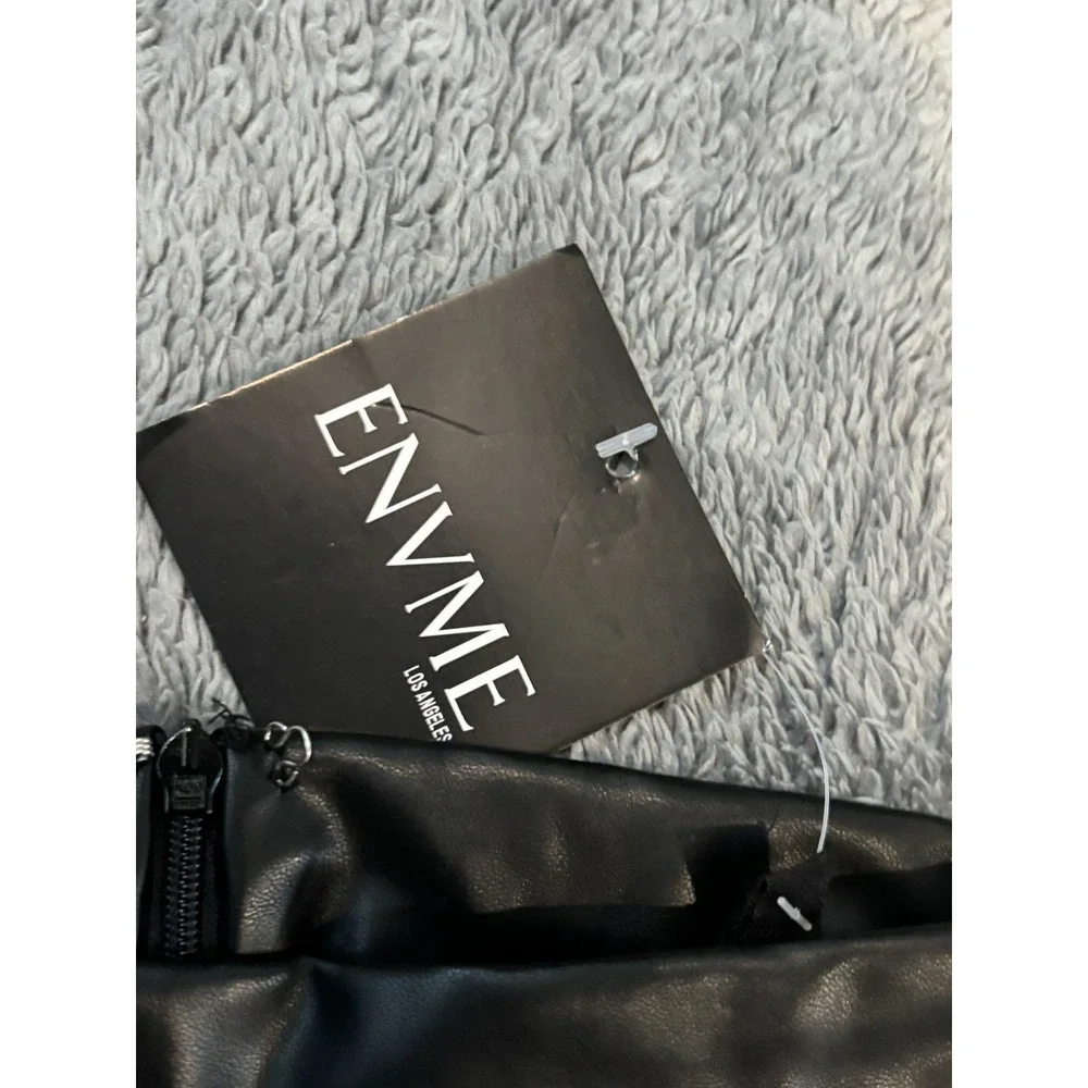 NWT ENVME Vegan Leather Pants Womens Small Black Faux Lace Up Clubwear